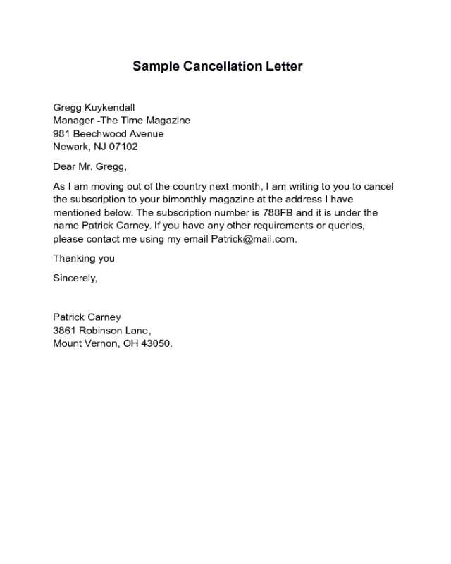 cancelled flight letter template