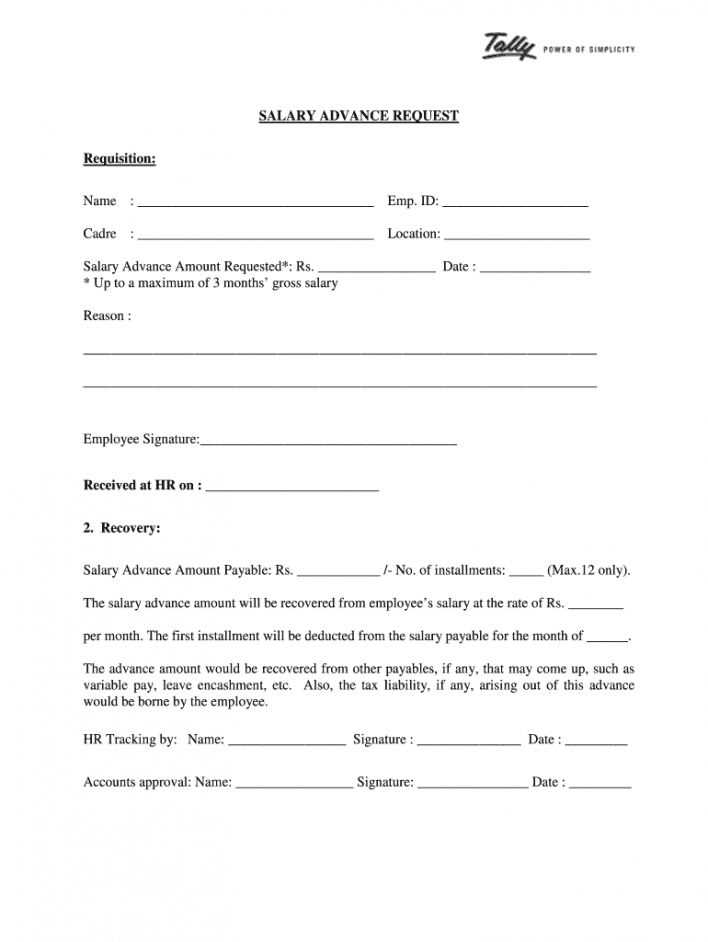 cash advance letter to employee template