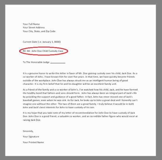 character letter for court template