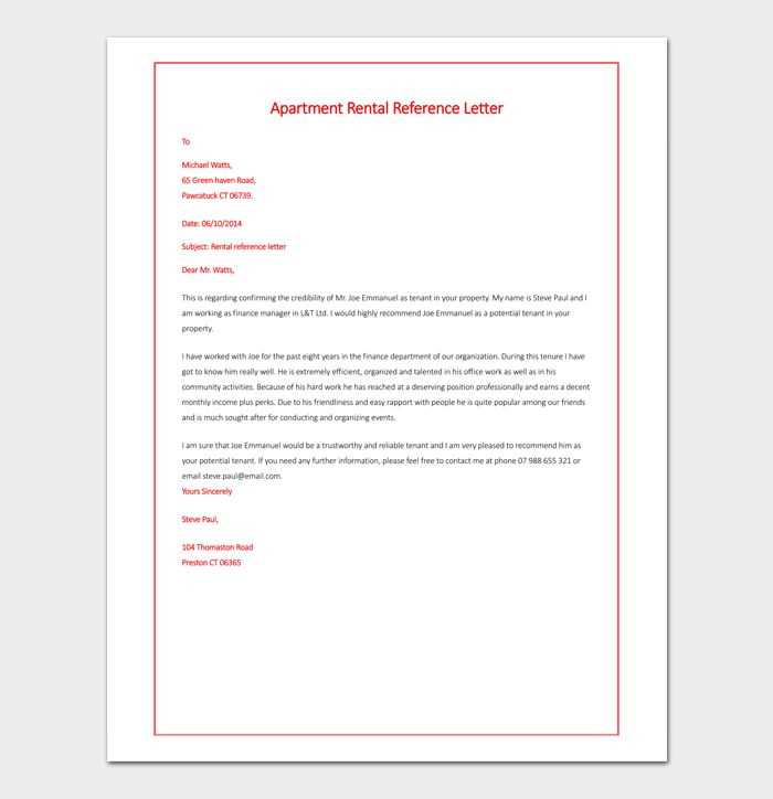 character reference letter for apartment rental template