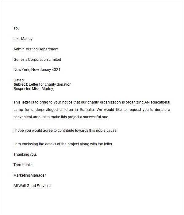 charitable contribution letter template