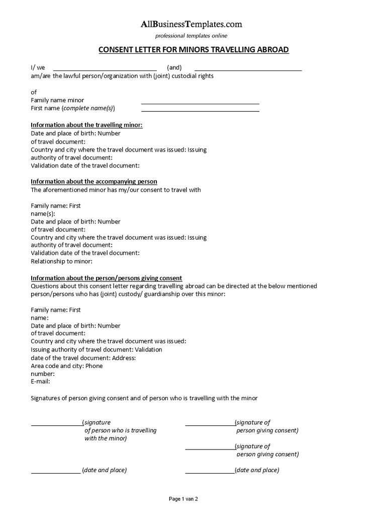 child travel consent letter template