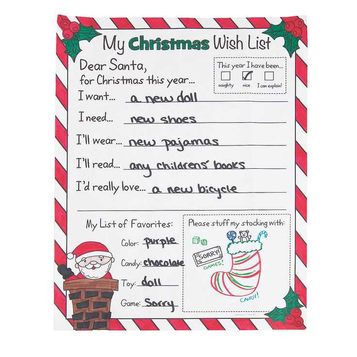 christmas wish list letter to santa template