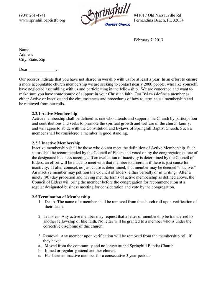 church membership resignation letter template