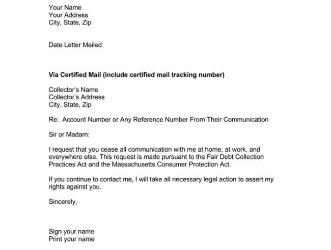 collection agency cease and desist letter template
