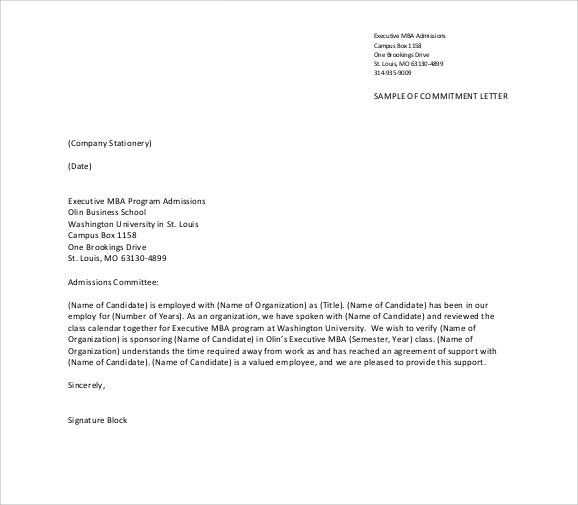 commitment to pay letter template