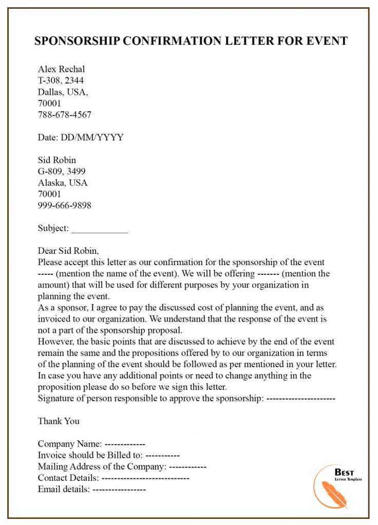 company sponsorship letter template