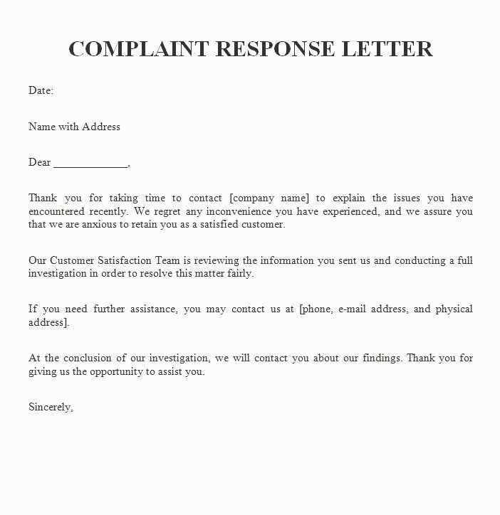 complaint letter to contractor template