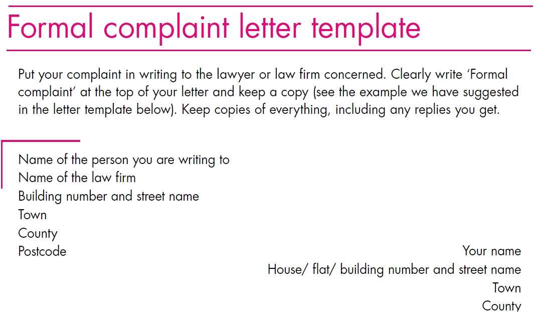 complaint letter to council template