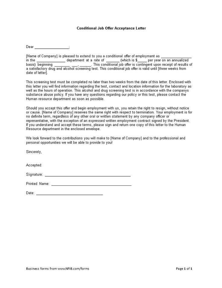conditional job offer letter template uk