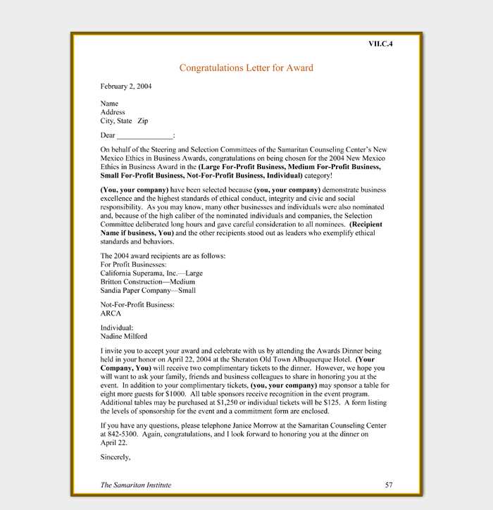 congratulations scholarship award letter template