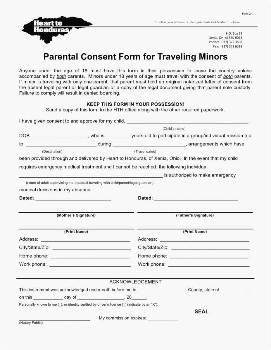 consent letter template for travelling