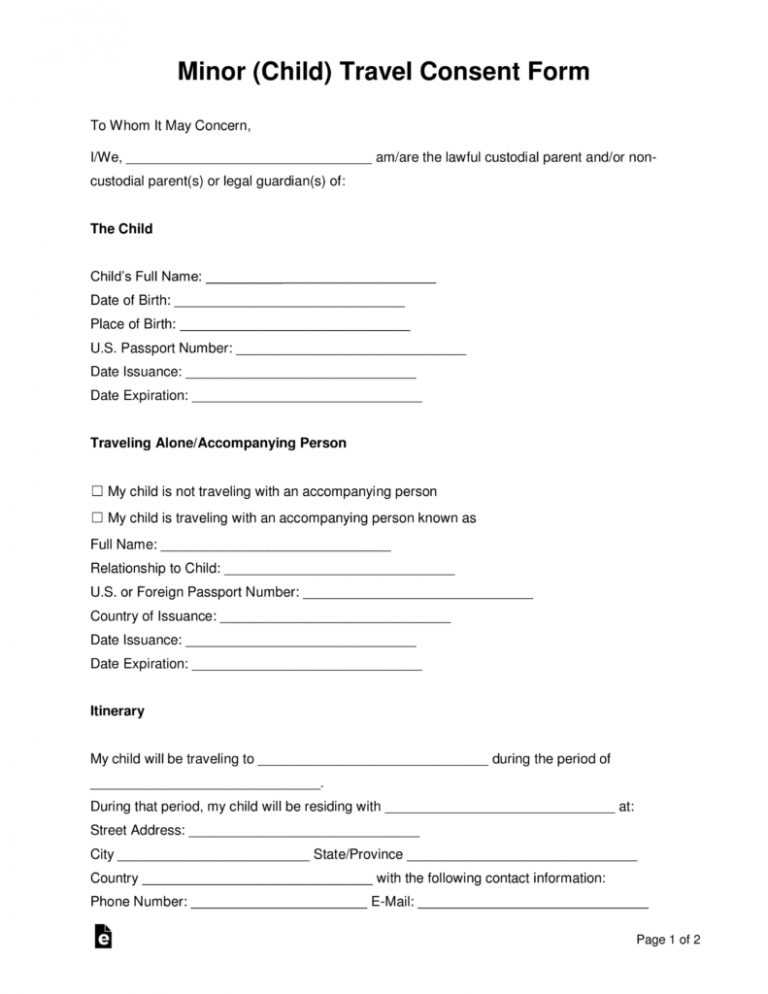 consent letter template for travelling