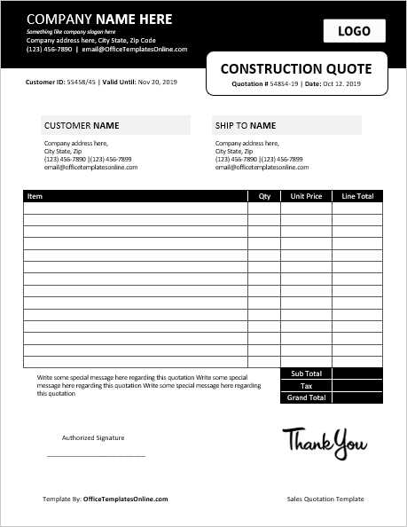 construction quotation letter template