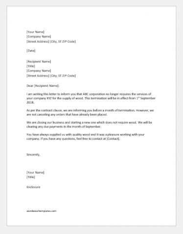 contract cancellation letter template