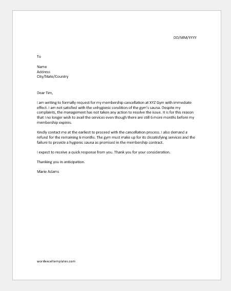 contract cancellation letter template