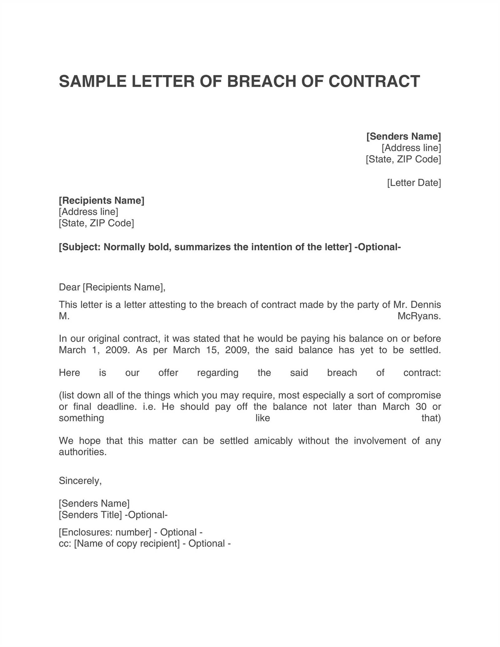 contract release letter template