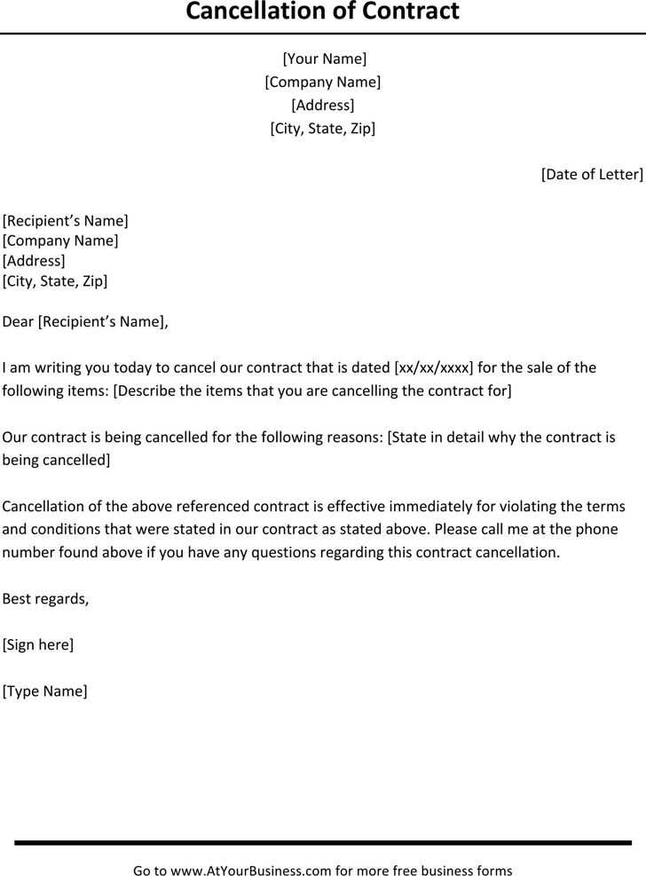 contract termination letter template