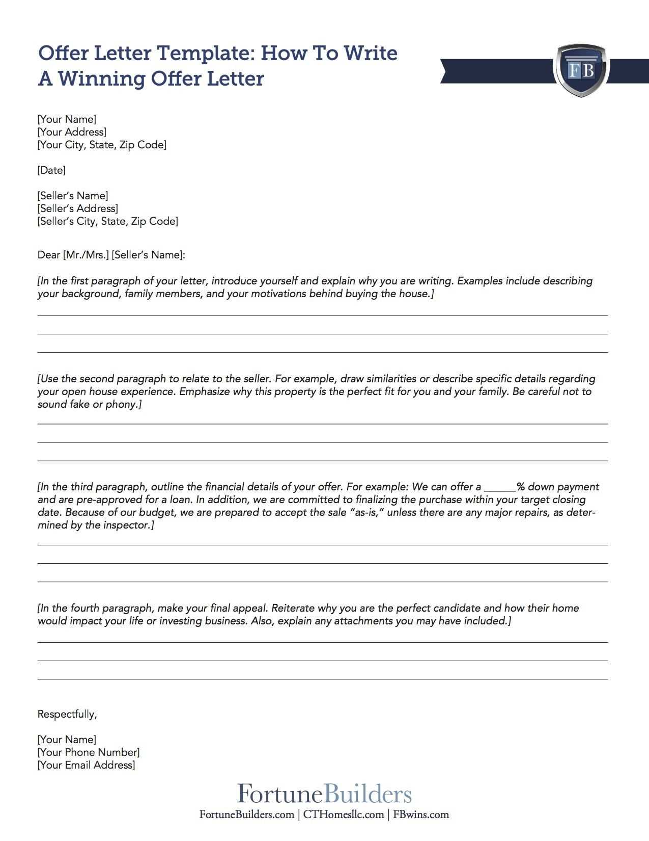 contractor offer letter template