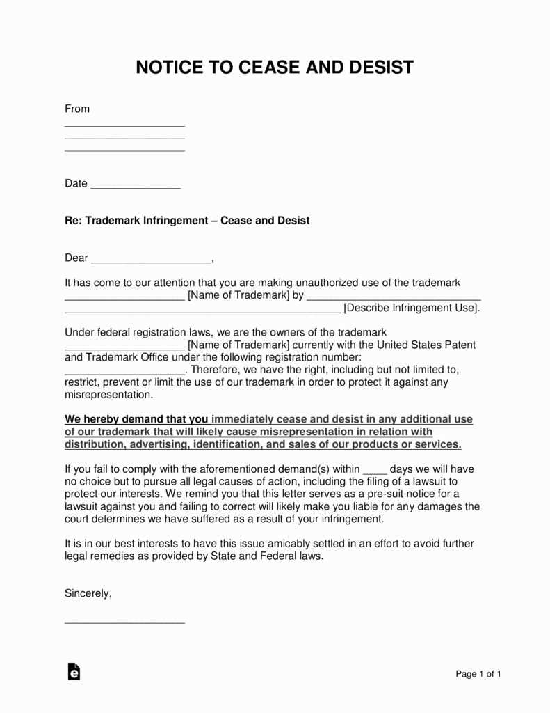 copyright cease and desist letter template