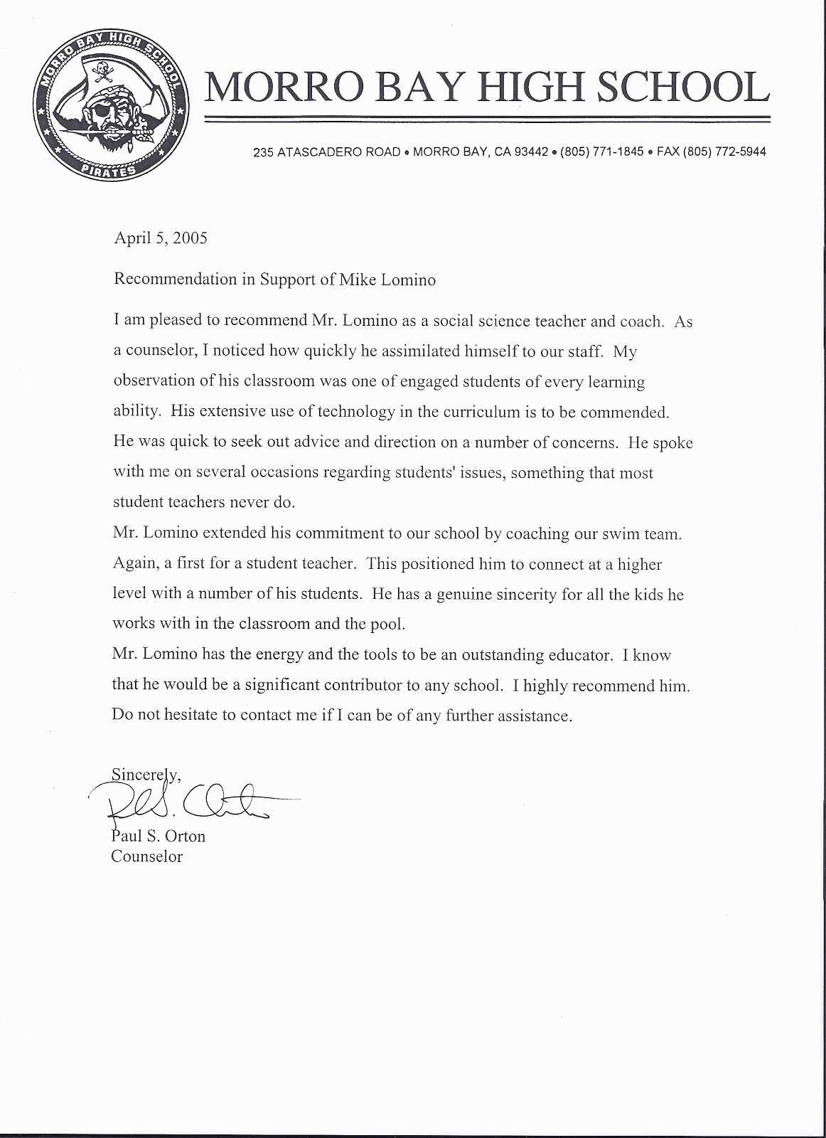 counselor letter of recommendation template