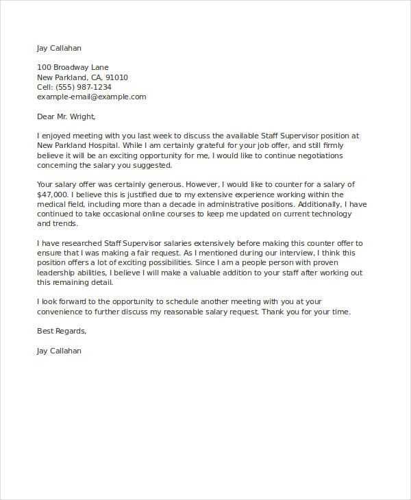 counter offer job letter template