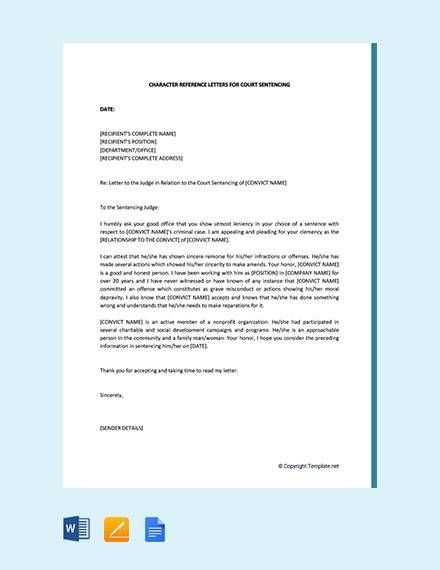 court character letter template