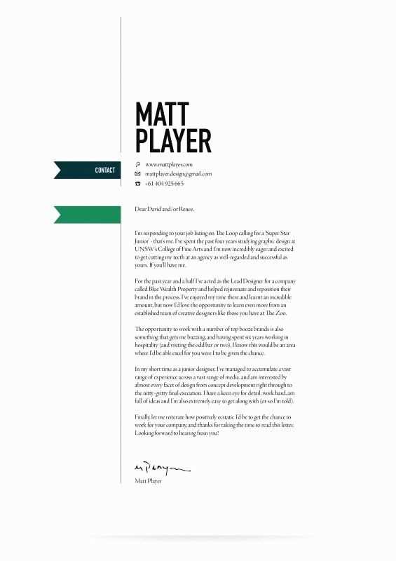 cover letter design template