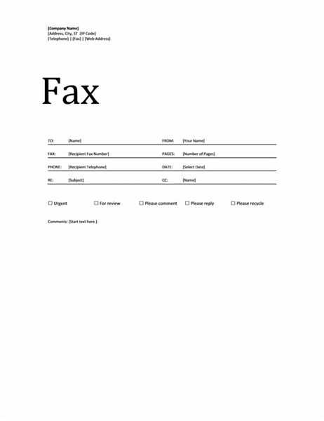 cover letter fax template