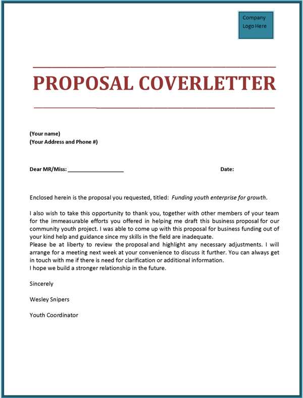 cover letter for business proposal template