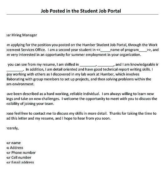 cover letter for job template free download