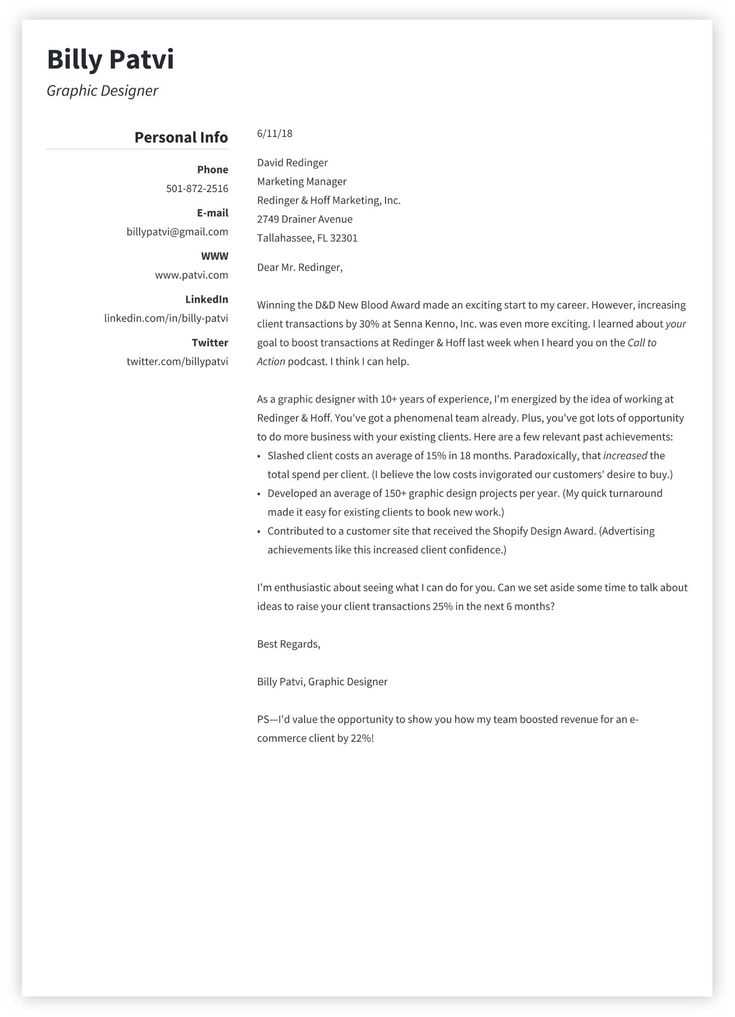 cover letter for resume template