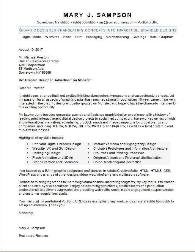 cover letter template designer