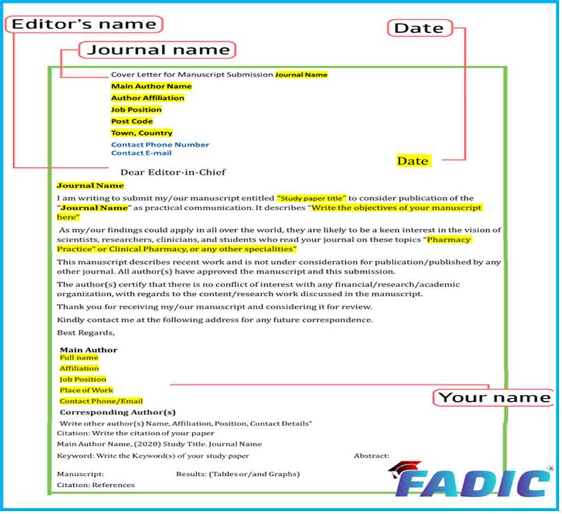 cover letter template elsevier