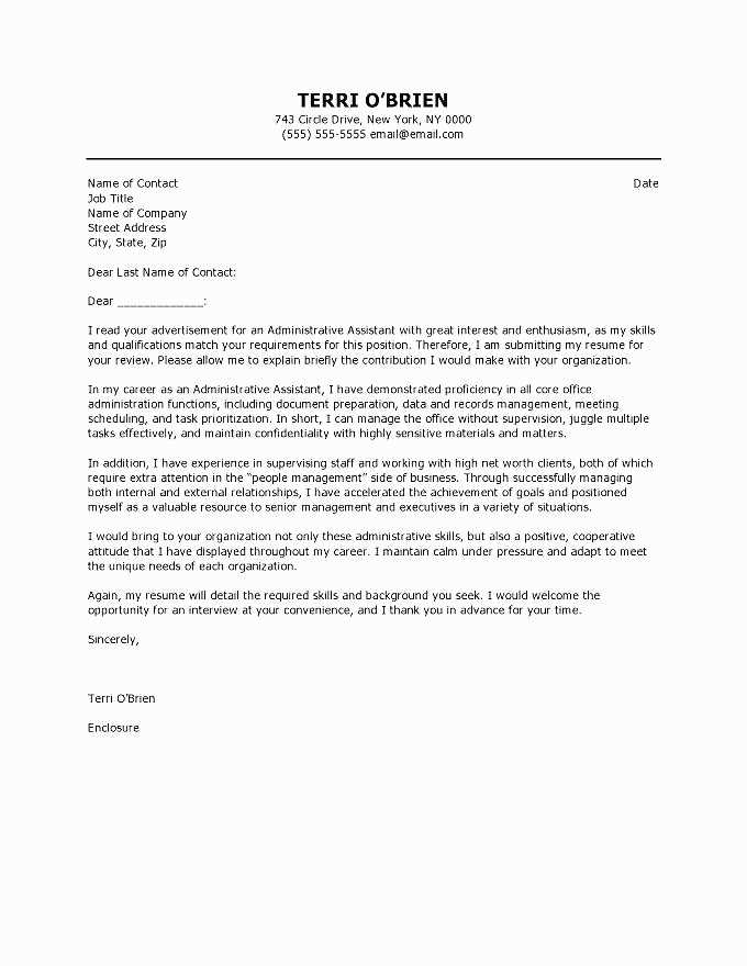 cover letter template for executive assistant