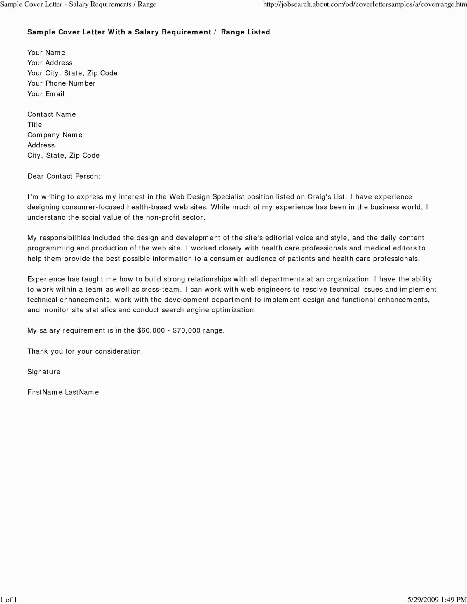 cover letter template for medical field