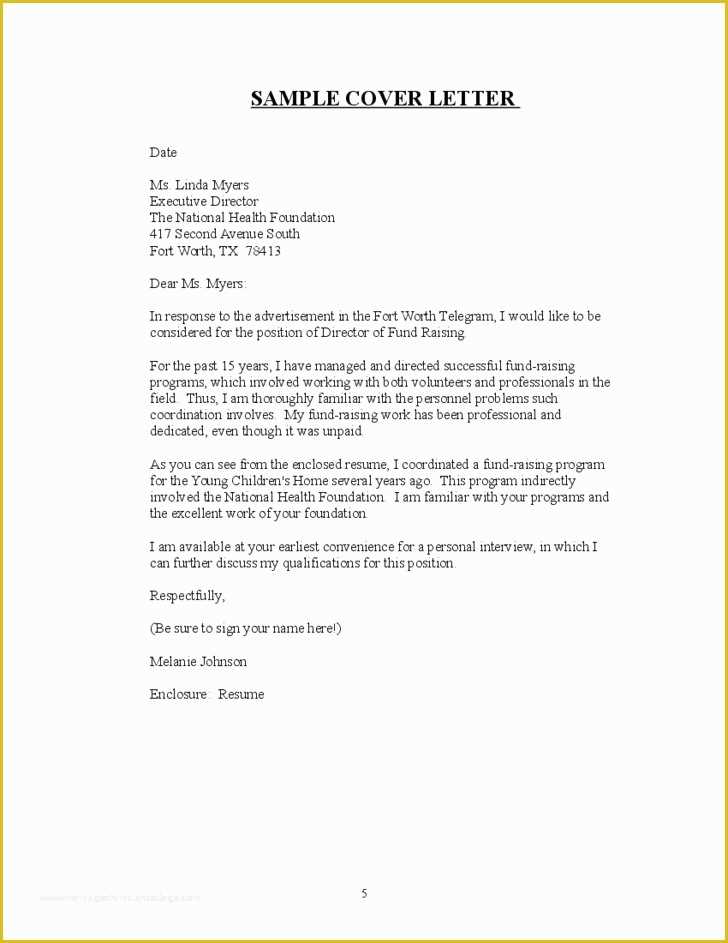 cover letter template samples free