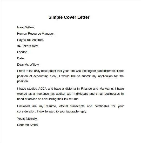 cover letter template simple