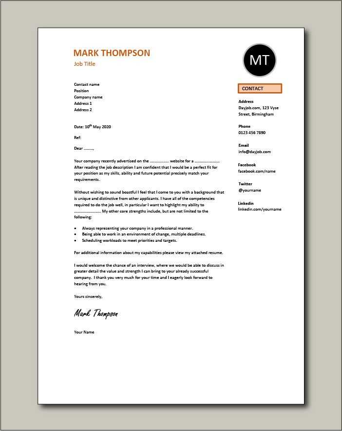 cover letter template word doc free