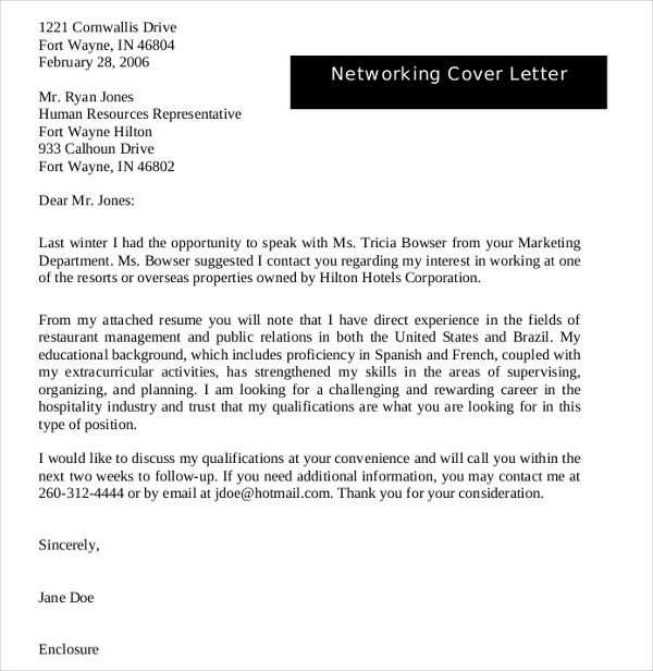 cover letter template word doc