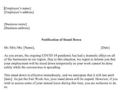 covid work letter template