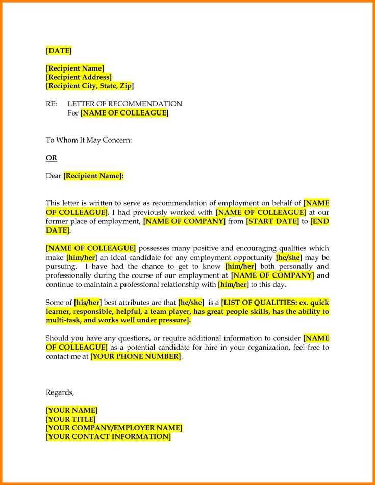 coworker reference letter template