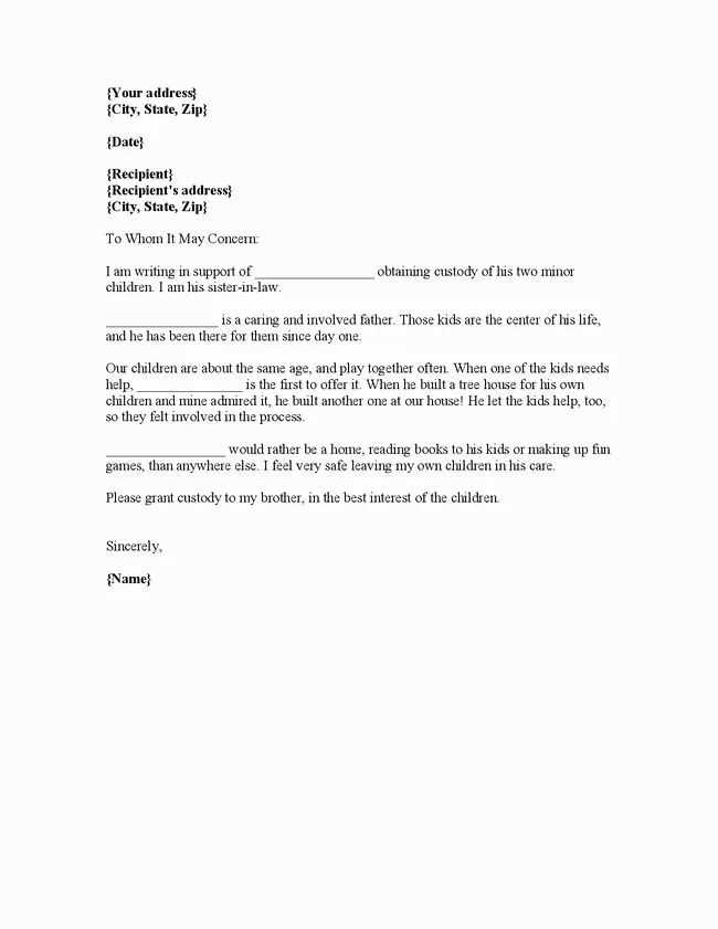 custody letter template