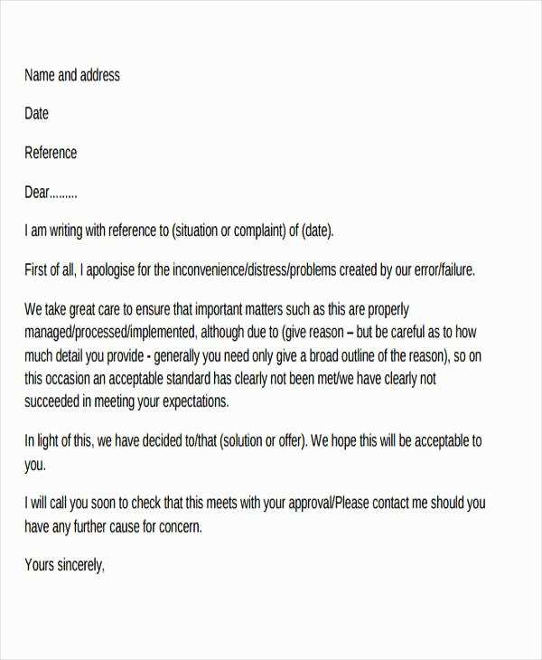 customer service complaint response letter template