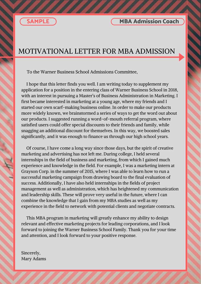 cv motivation letter template