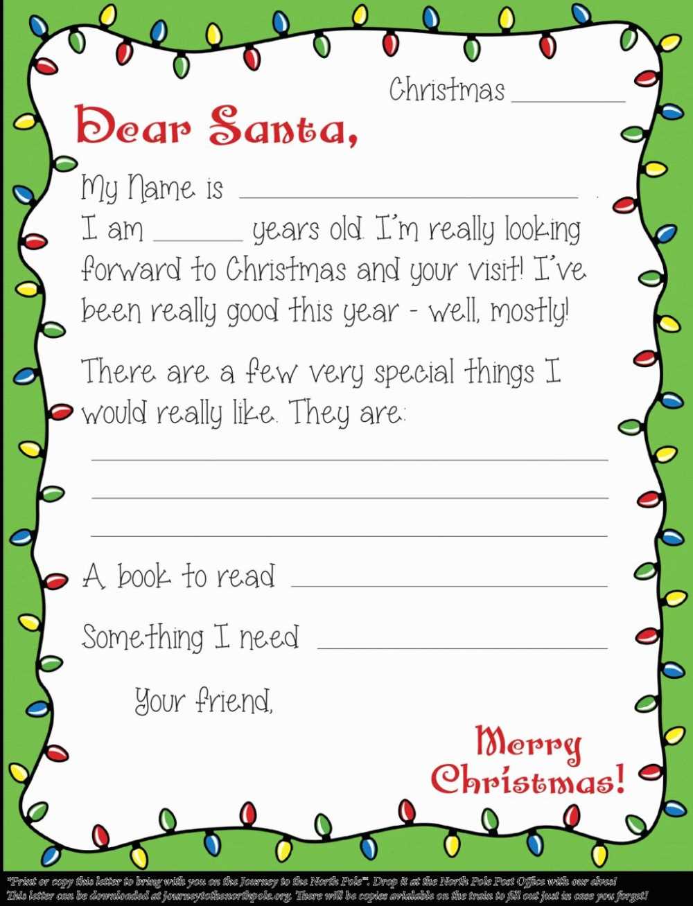 dear santa letter template for preschool