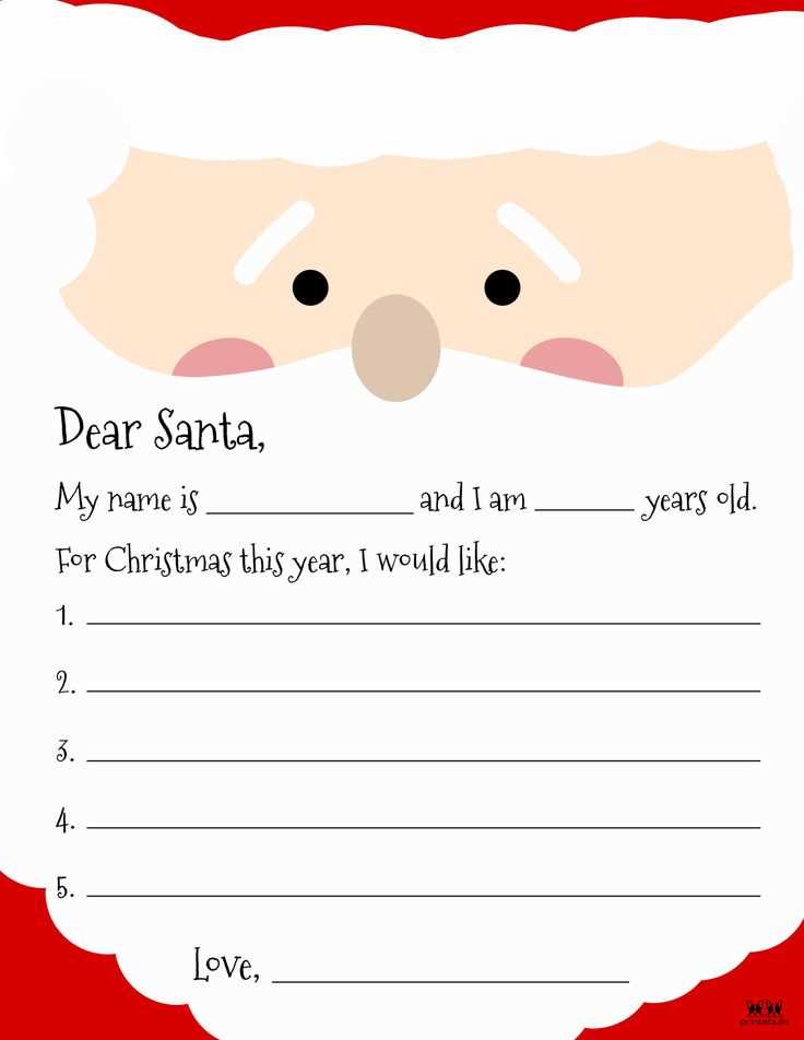 dear santa letter template free printable