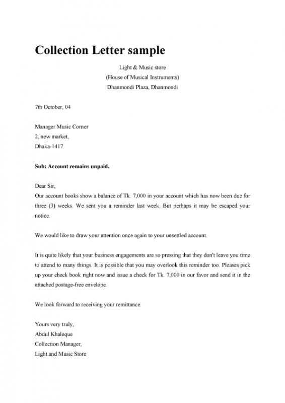 debt collection letter template uk