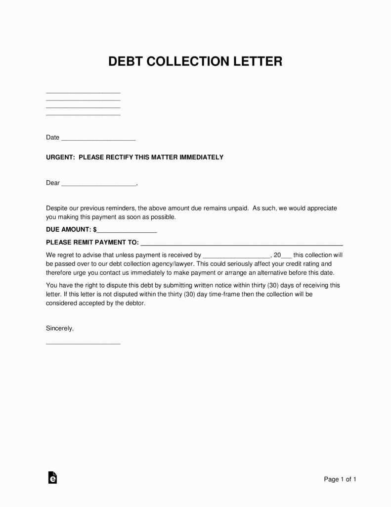 debt collection letter templates