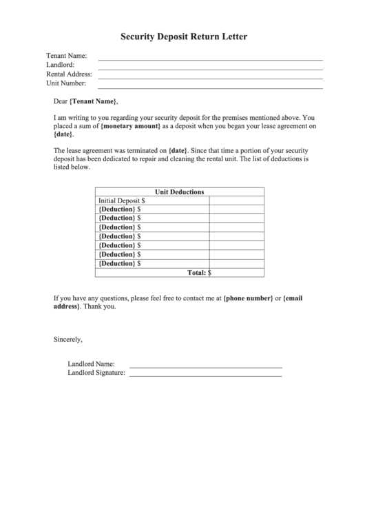 deduction letter template